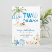 Zwei der Beach Coastal Theme Boy zum zweiten Gebur Einladung (Stehend Vorderseite)