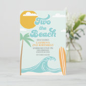 Zwei der Beach Surf Beach 2. Geburtstag Einladung (Stehend Vorderseite)