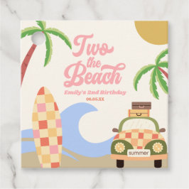 Zwei der Beach Surfbretter rosa 2. Geburtstags-Par Geschenkanhänger