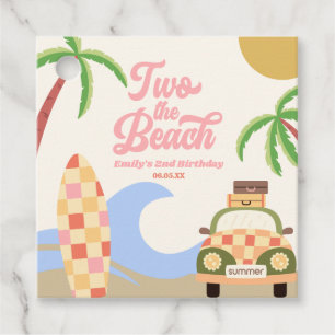 Zwei der Beach Surfbretter rosa 2. Geburtstags-Par Geschenkanhänger