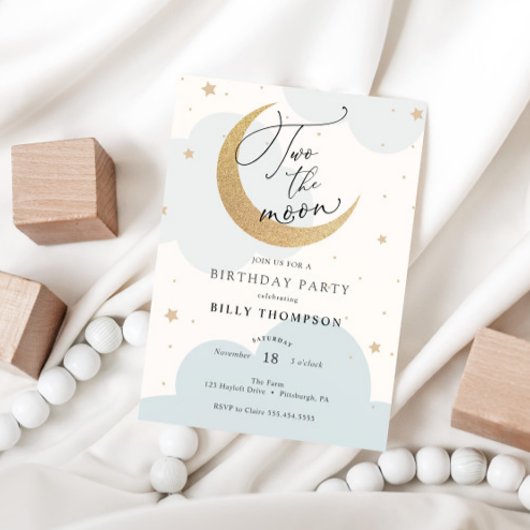 Zwei der Blauen Monde zum zweiten Geburtstag Einladung