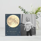 Zwei der Blue Boy Fotos der Mond Navy am 2. Geburt Einladung (Stehend Vorderseite)