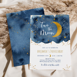 Zwei der Gold Galaxy der Mondnacht zum Geburtstag Einladung