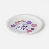 Zwei der Mond 2. Geburtstag Editable Einladung Pappteller (Schrägansicht)