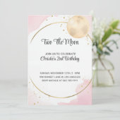 Zwei der Mond 2. Geburtstag Einladung (Stehend Vorderseite)