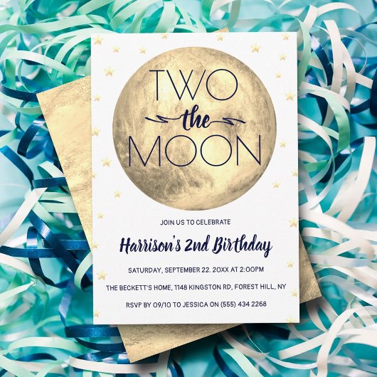 Zwei der Mond 2. Geburtstag Einladung