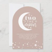 Zwei der Mond Arched Blush Pink Geburtstag Einladu