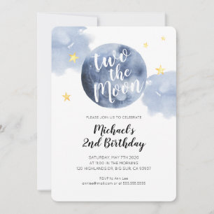 Zwei der Mond Baby 2. Geburtstag Einladung