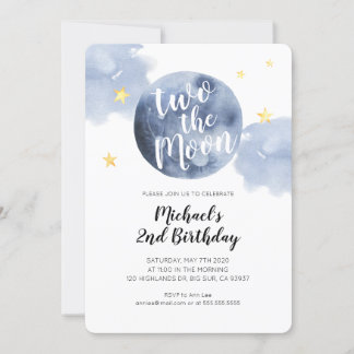 Zwei der Mond Baby 2. Geburtstag Einladung