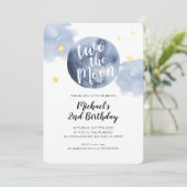 Zwei der Mond Baby 2. Geburtstag Einladung (Stehend Vorderseite)