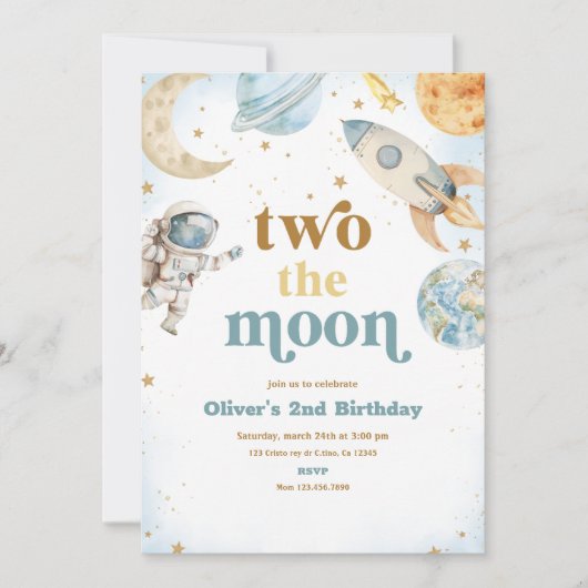 Zwei der Mond Birthday Party Einladung (Vorderseite)