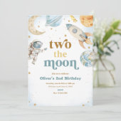 Zwei der Mond Birthday Party Einladung (Stehend Vorderseite)