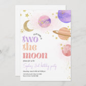 Zwei der Mond Birthday Party Einladung (Vorne/Hinten)