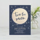 Zwei der Mond Birthday Party Einladung (Stehend Vorderseite)