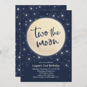 Zwei der Mond Birthday Party Einladung (Vorne/Hinten)