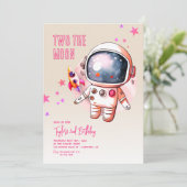 Zwei der Mond Boho 2. Geburtstag Einladung (Stehend Vorderseite)