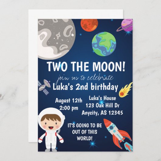 ZWEI der Mond! Einladung (Vorne/Hinten)