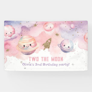 Zwei der Mond Girl Planets Weltraum 2. Geburtstag Banner