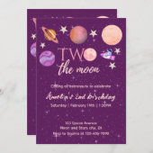 Zwei der Mond Girl rosa Planeten 2. Einladung (Vorne/Hinten)