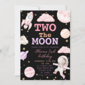 Zwei der Mond Girl Space 2. Geburtstag Einladung (Vorderseite)