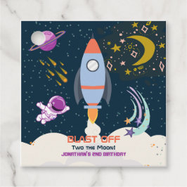 Zwei der Mond Junge Weltraum Rakete 2. Geburtstag Geschenkanhänger