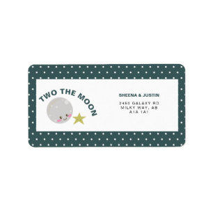 Zwei der Mond Kawaii 2. Geburtstagsgalaxie Niedlic Adressaufkleber