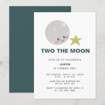 Zwei der Mond Kawaii 2. Geburtstagsgalaxie Niedlic