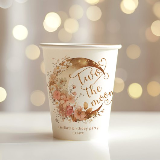 Zwei der Mond Mädchen 2. Geburtstag Party Pappbecher