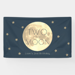 Zwei der Mond Navy Blue Boy 2. Geburtstag Banner