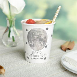 Zwei der Mond Navy Silver Boy 2. Geburtstag Pappbecher