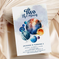 Zwei der Mond Niedlich Boy 2. Geburtstag Einladung