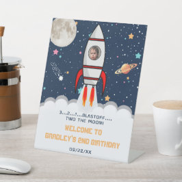 Zwei der Mond-Raketen 2. Geburtstag Foto Sockelschild