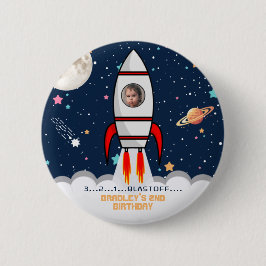 Zwei der Mond Rocket Ship 2. Geburtstag Foto Button