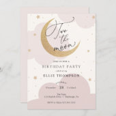 Zwei der Mond Rosa Geburtstagseinladung Einladung (Vorne/Hinten)