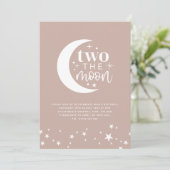 Zwei der Mond rosa zum Geburtstag Einladung (Stehend Vorderseite)