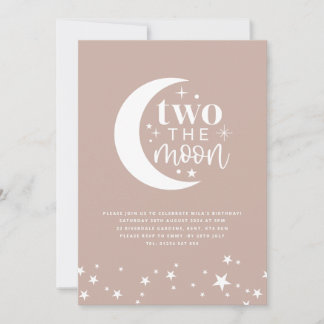 Zwei der Mond rosa zum Geburtstag Einladung
