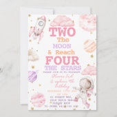 Zwei der Mond und erreichen 4 Sterne 2. 4. Geburts Einladung (Vorderseite)