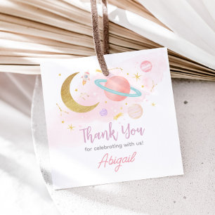 Zwei der Mond und Stars Geburtstagsparty Square Geschenkanhänger