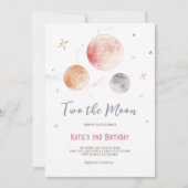 "ZWEI DER Mond" Weltraum - Einladung zum Geburtsta (Vorderseite)