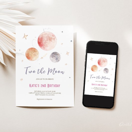 "ZWEI DER Mond" Weltraum - Einladung zum Geburtsta