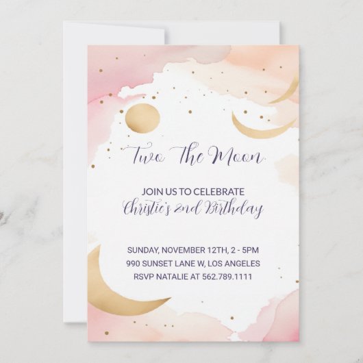 Zwei der Mond zweite Geburtstag Einladung (Vorderseite)
