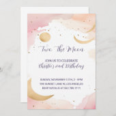 Zwei der Mond zweite Geburtstag Einladung (Vorne/Hinten)