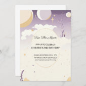 Zwei der Mond zweite Geburtstagseinladung Einladung (Vorne/Hinten)