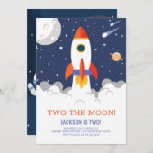 Zwei der Mondraketen zum Geburtstag Einladung (Vorne/Hinten)