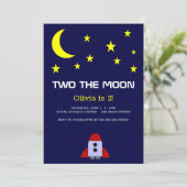 Zwei der Mondraketen zum zweiten Geburtstag Einladung (Stehend Vorderseite)