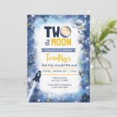 Zwei der Mondraum 2. Geburtstag Einladung (Stehend Vorderseite)