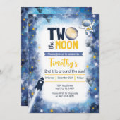 Zwei der Mondraum 2. Geburtstag Einladung (Vorne/Hinten)