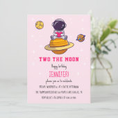 Zwei der Moon Birthday Party Zwei Jahre moderne Mä Einladung (Stehend Vorderseite)
