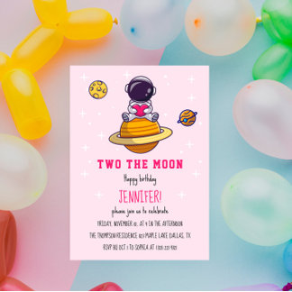 Zwei der Moon Birthday Party Zwei Jahre moderne Mä Einladung