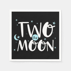 ZWEI DER MOON-Raketenschiff Space 2. Geburtstag Pa Serviette